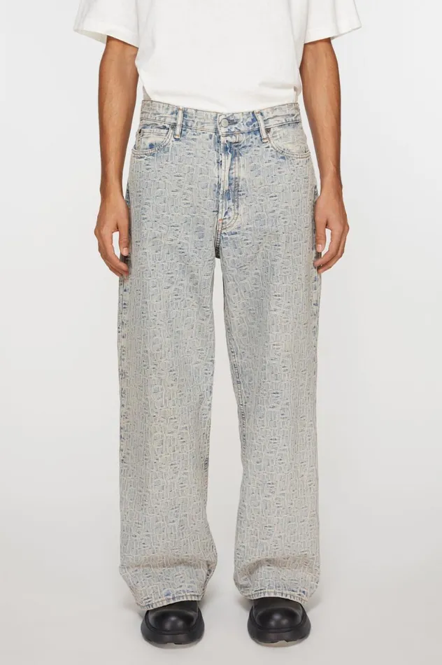 Acne Studios Loose Fit Jeans 8211 1981M Monogram Bluebeige Men Jeans