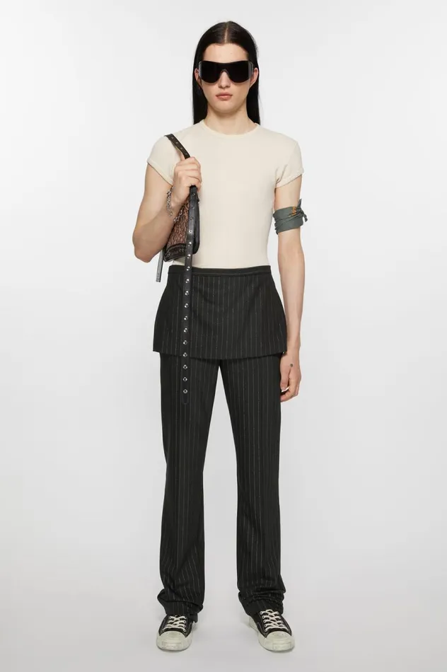 Acne Studios Tailored Pinstripe Trousers Black Men Trousers