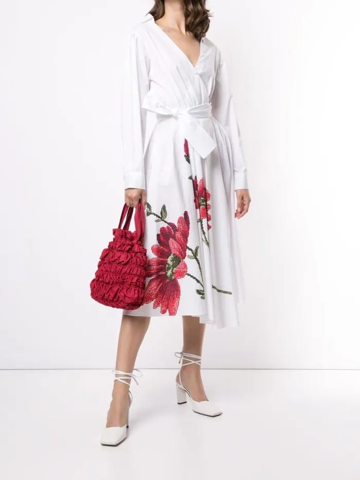 Adam Lippes Dresses and Jumpsuits Asymmetrical Wrap Dress In Printed Poplin White Large Daisy 8211 Women Adam Lippes Dresses and Jumpsuits Asymmetrical Wrap Dress In Printed Poplin White Large Daisy 8211 Women