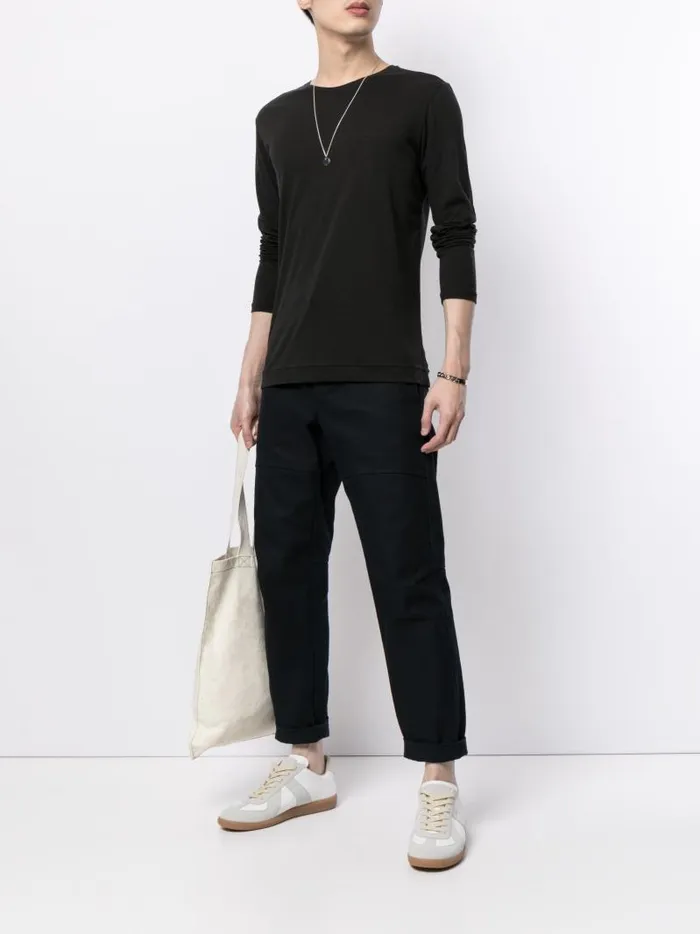 Adam Lippes TShirts Long Sleeve Crewneck TShirt In Pima Cotton Black 8211 Men