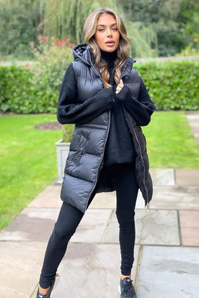 AX Paris Coats 038 Jackets Black Drawstring Hooded Gilet