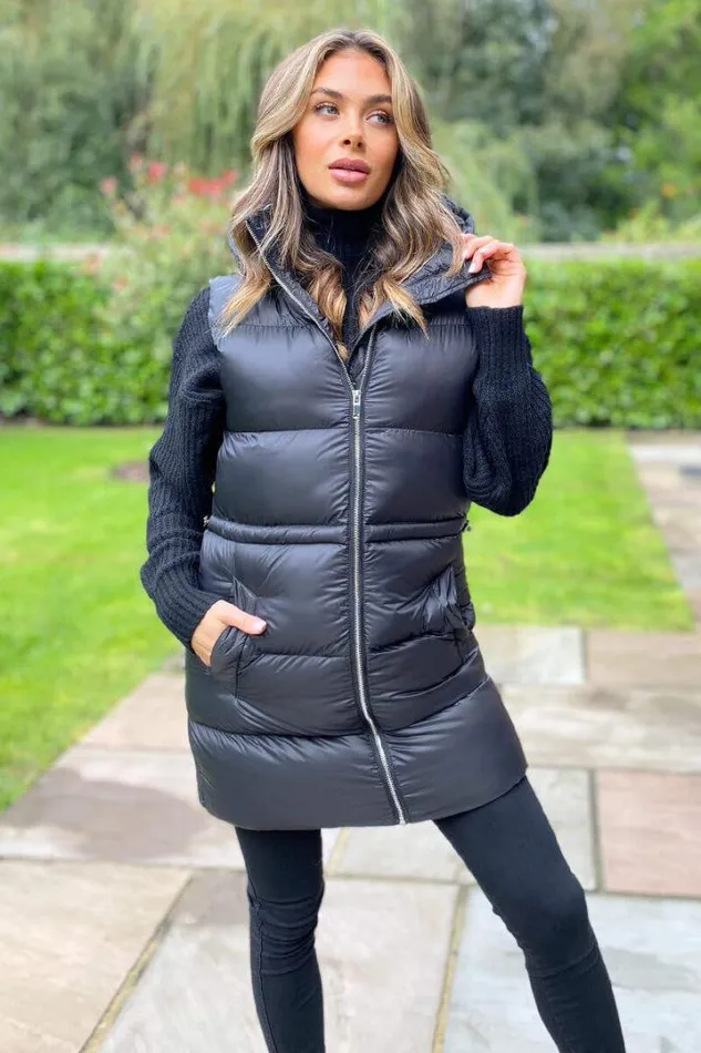 AX Paris Coats 038 Jackets Black Drawstring Hooded Gilet