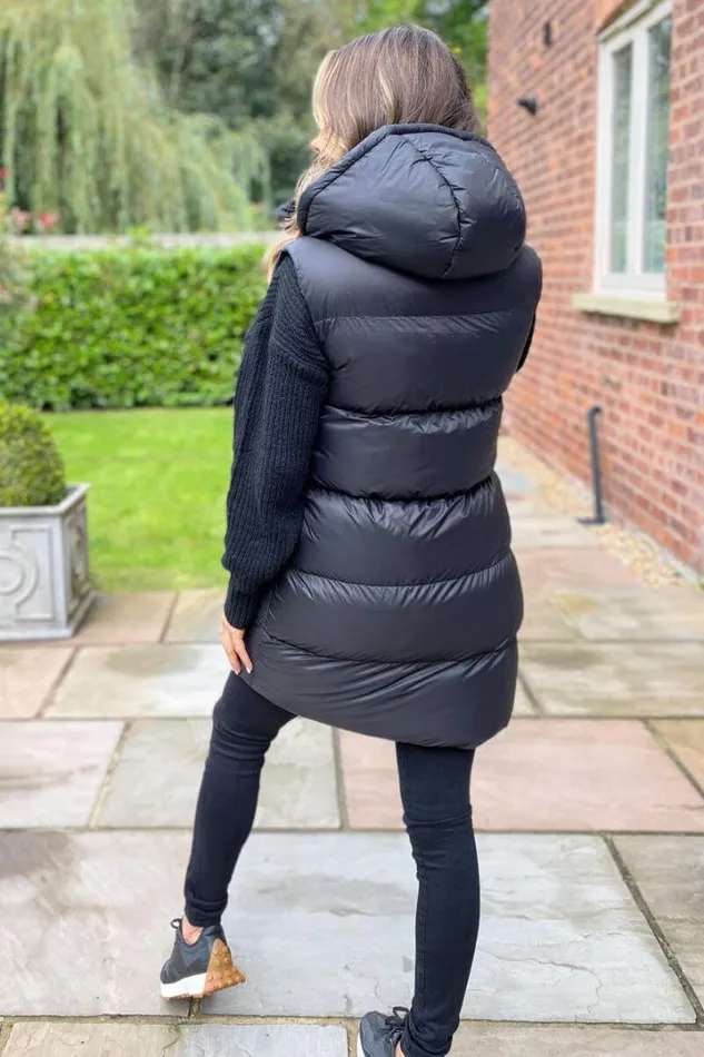 AX Paris Coats 038 Jackets Black Drawstring Hooded Gilet
