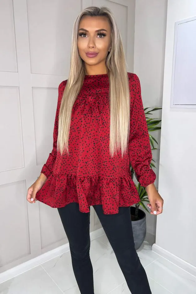 AX Paris Tops Red And Black Printed Smock Top
