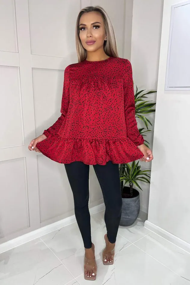 AX Paris Tops Red And Black Printed Smock Top