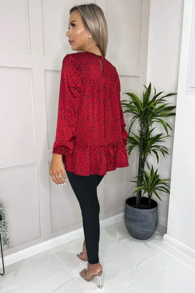 AX Paris Tops Red And Black Printed Smock Top