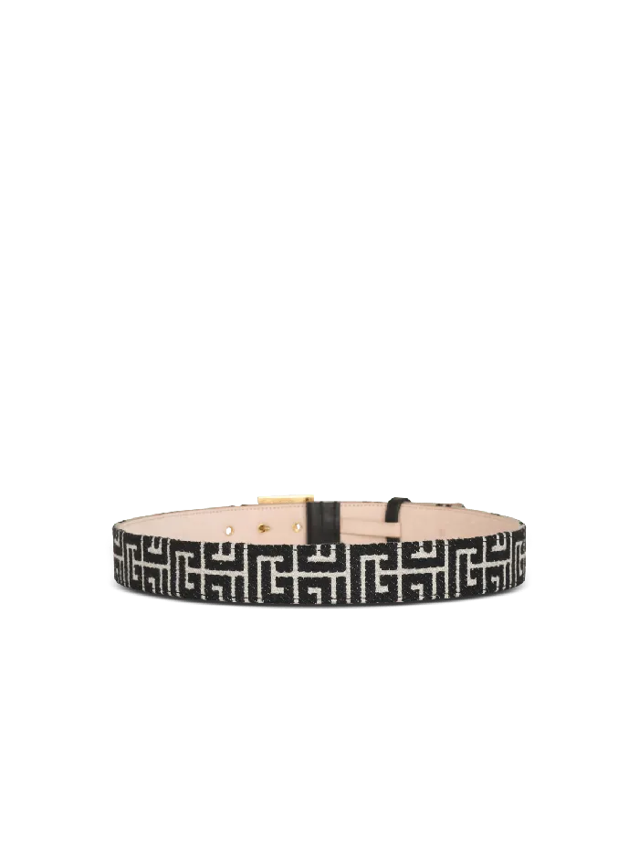 Balmain Belts Women PB Belt In Monogrammed Jacquard Black