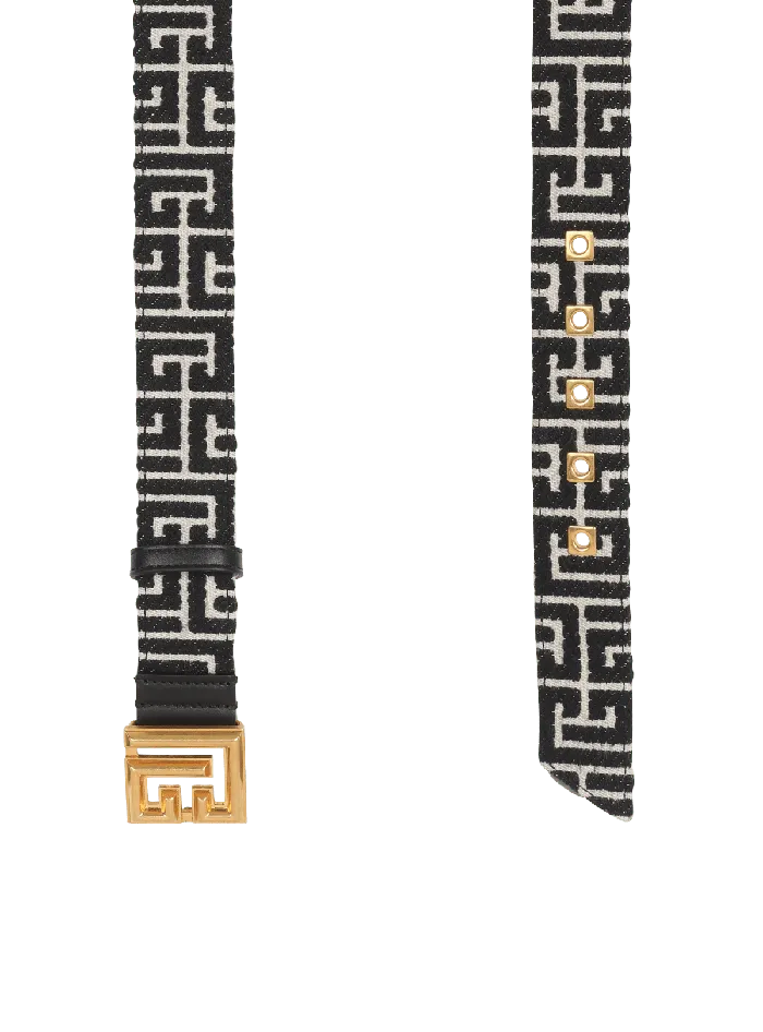 Balmain Belts Women PB Belt In Monogrammed Jacquard Black