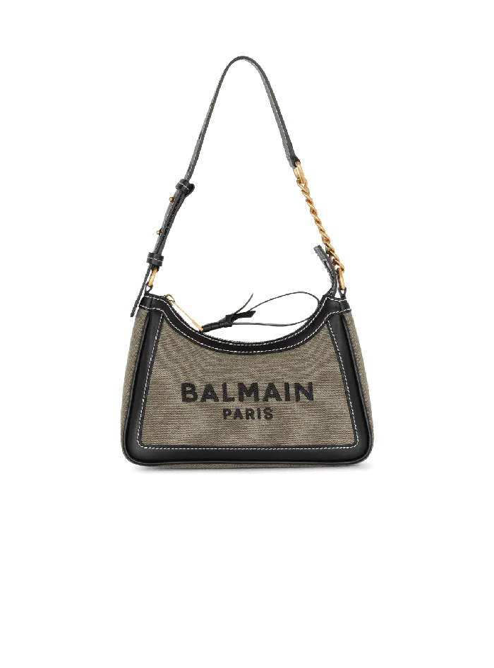 Balmain Handbags Women BArmy Canvas Bag With Leather Inserts Khaki