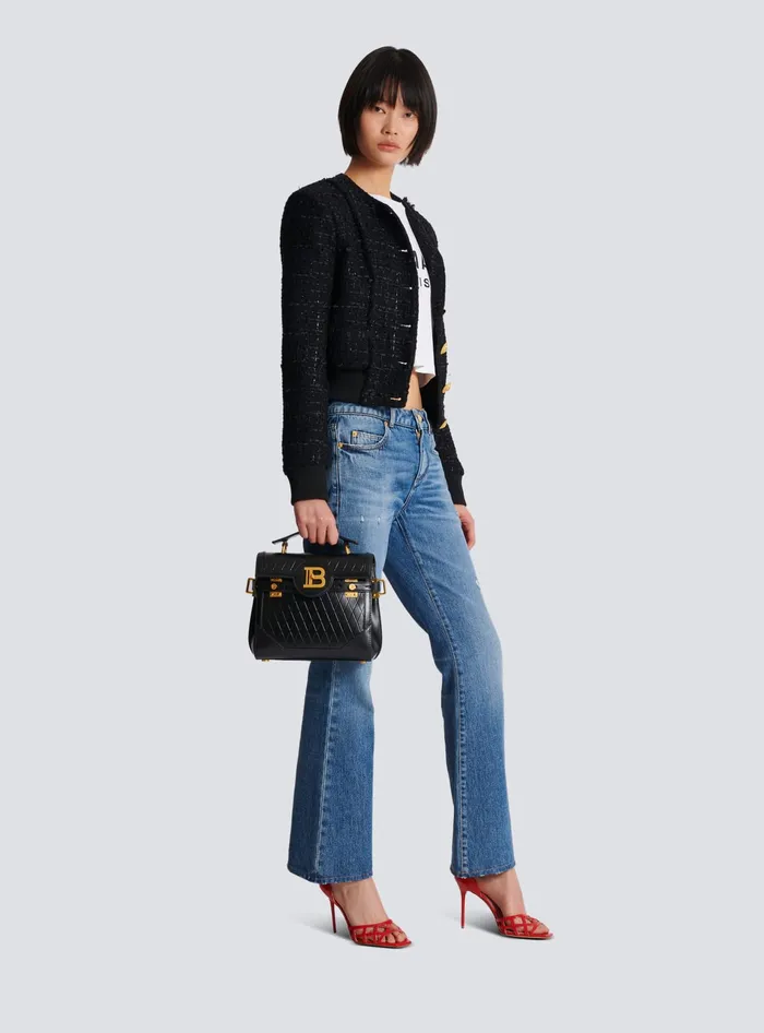 Balmain Handbags Women BBuzz 23 Bag In Diamondembossed Calfskin Black