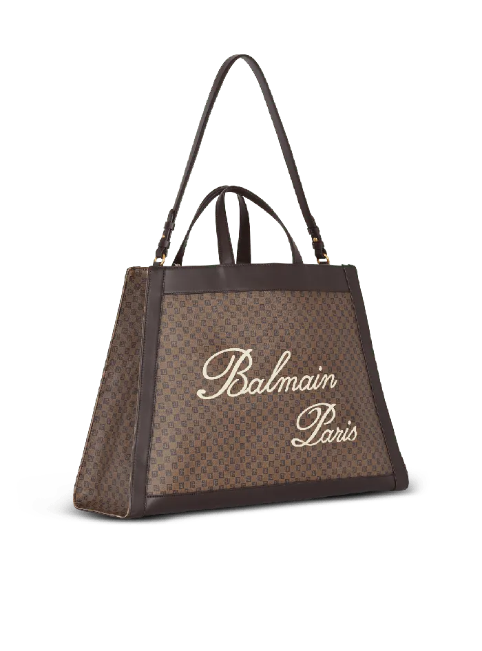 Balmain Handbags Women Olivier039s Cabas In Canvas And Leather Brown