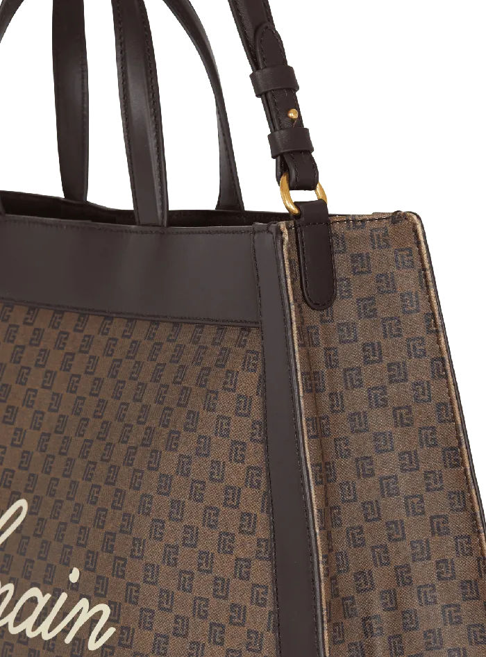Balmain Handbags Women Olivier039s Cabas In Canvas And Leather Brown