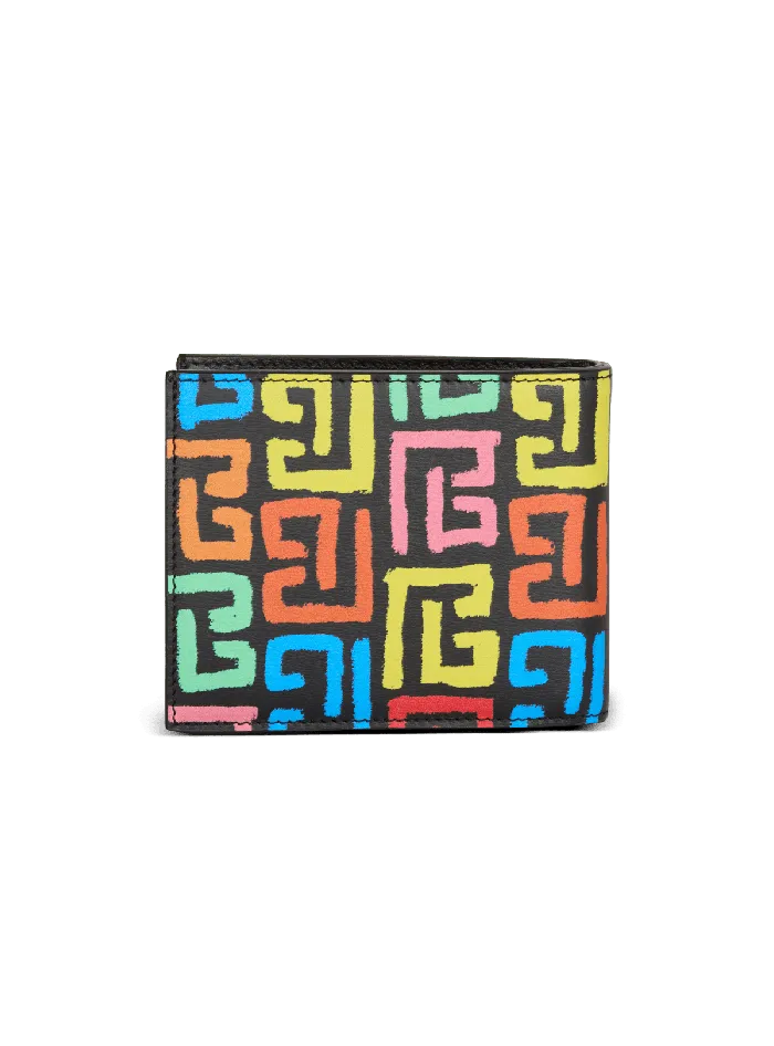 Balmain Small Leather Goods Men Multicoloured PB Labyrinth Calfskin Wallet Black