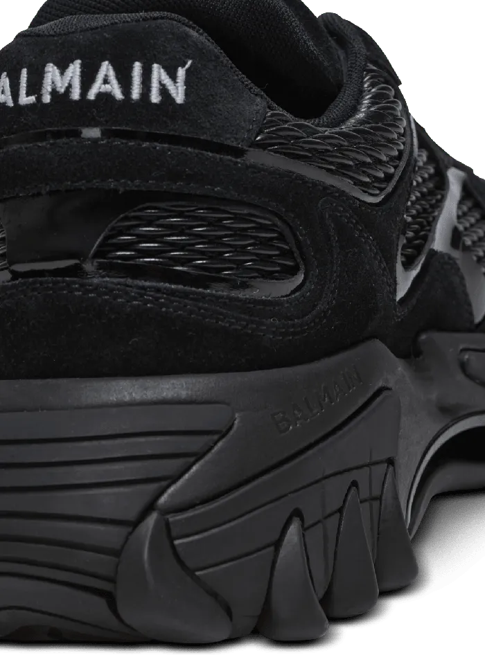 Balmain Sneakers Men BEast Trainers In Leather Suede And Mesh Black