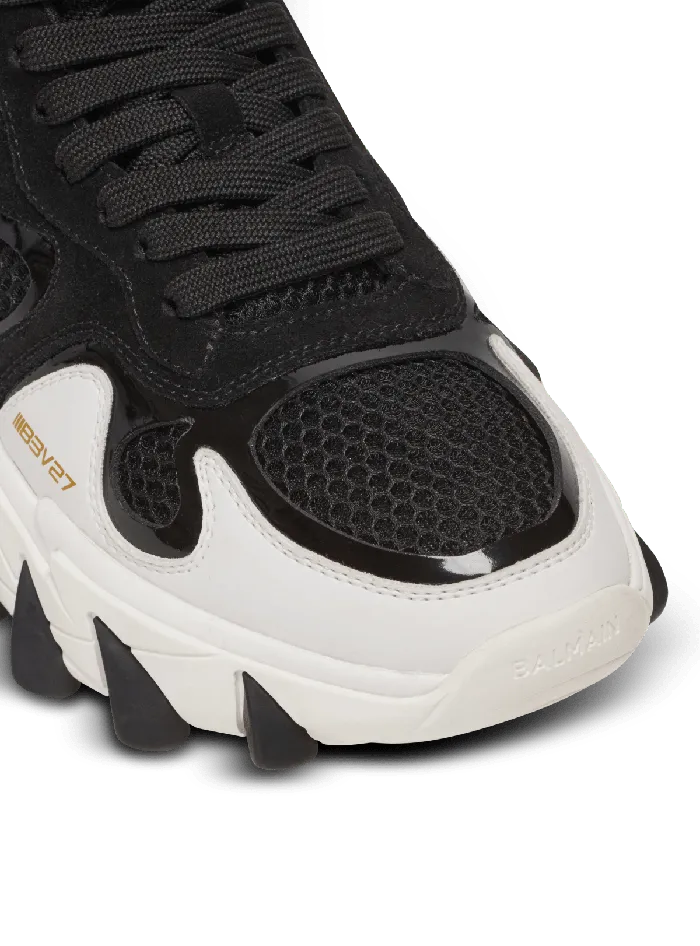 Balmain Sneakers Men BEast Trainers In Leather Suede And Mesh Black