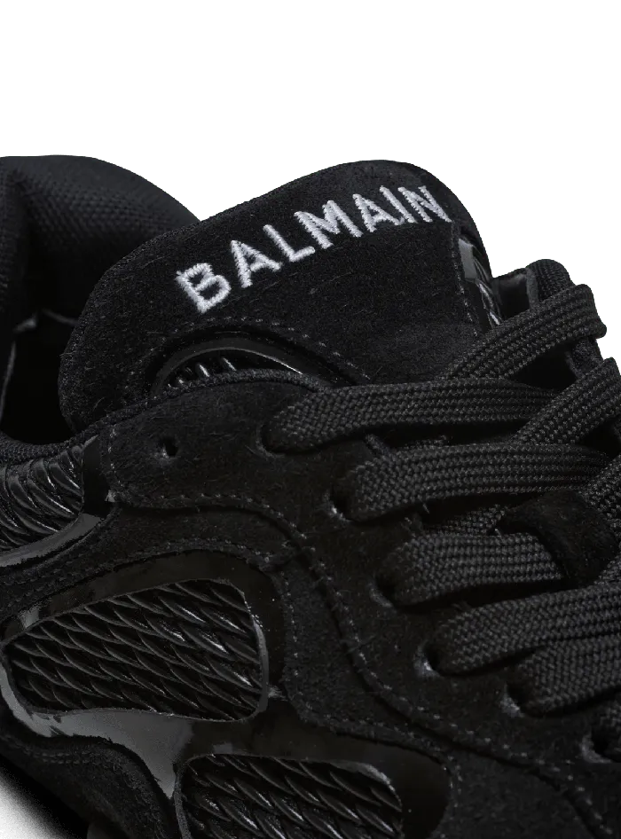 Balmain Sneakers Men BEast Trainers In Leather Suede And Mesh Black