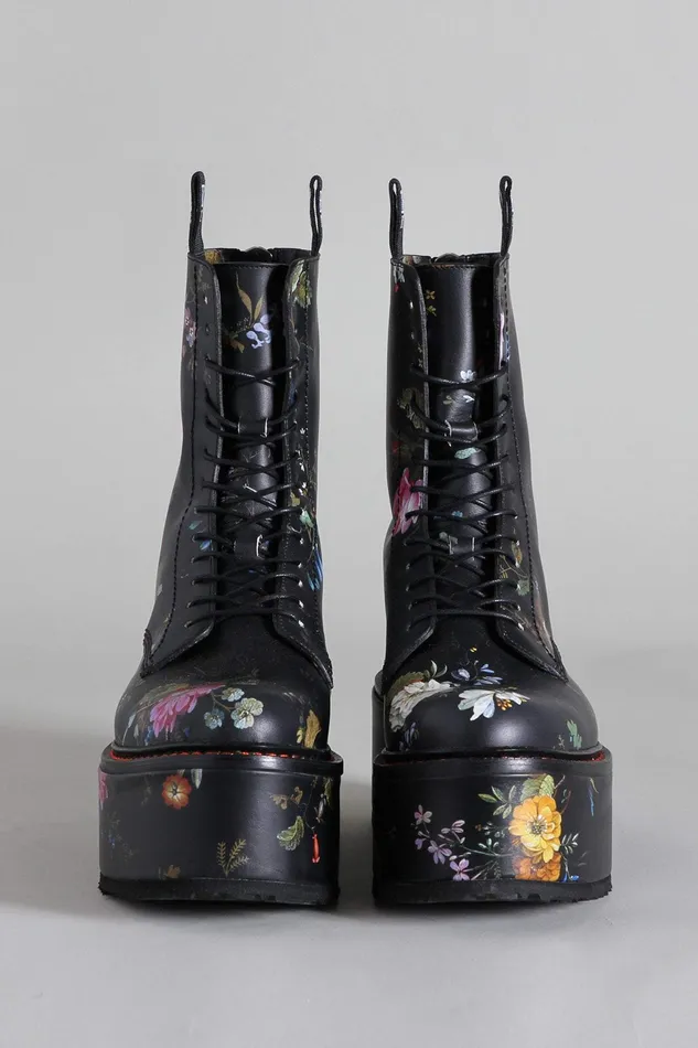 Boots Double Stack Boot 8211 Black Floral 8211 R13 Women Boots Double Stack Boot 8211 Black Floral 8211 R13 Women