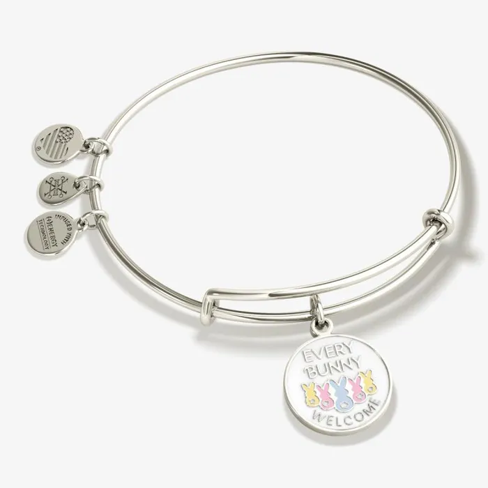 Bracelets Women Alex And Ani Every Bunny Welcome039 Easter Charm Bangle Shiny Silver
