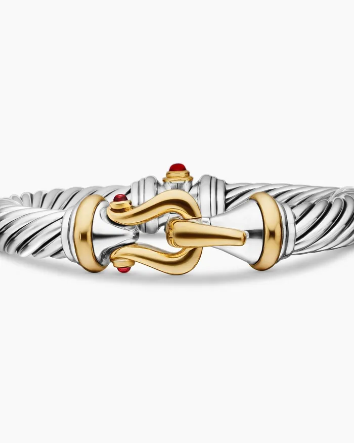 Buckle Classic Cable Bracelet In Sterling Silver With 18K Yellow Gold 9mm Women David Yurman Bangle Buckle Classic Cable Bracelet In Sterling Silver With 18K Yellow Gold 9mm Women David Yurman Bangle
