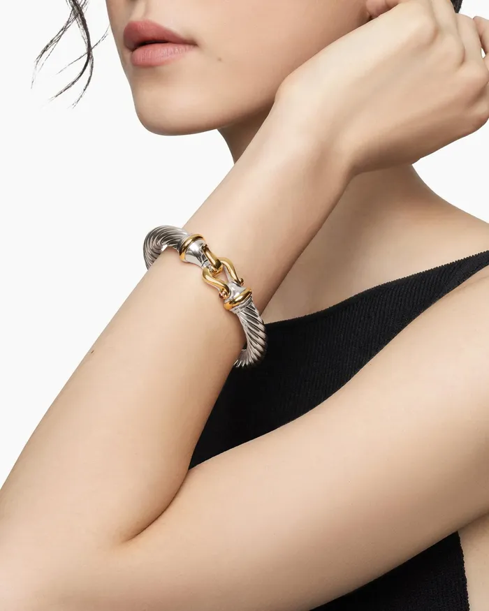 Buckle Classic Cable Bracelet In Sterling Silver With 18K Yellow Gold 9mm Women David Yurman Bangle Buckle Classic Cable Bracelet In Sterling Silver With 18K Yellow Gold 9mm Women David Yurman Bangle