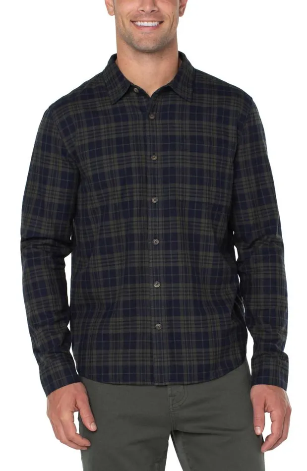 BUTTON DOWNS Men Liverpool Los Angeles WOVEN BUTTON UP SHIRT Olive Navy
