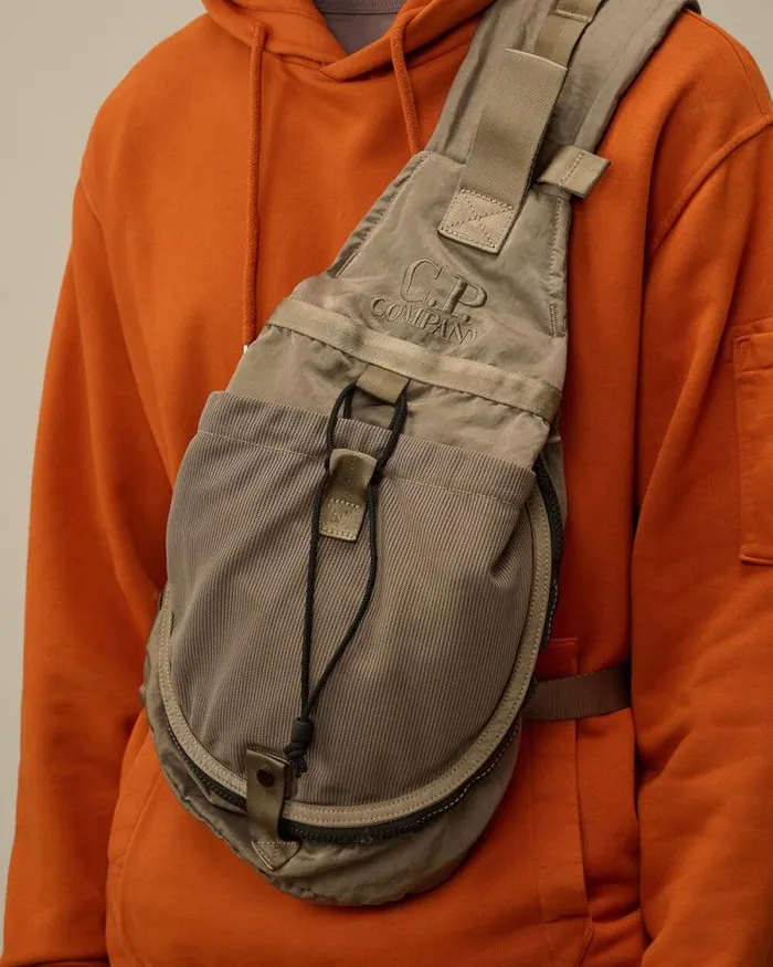 CP Company Backpacks and Waistbag Nylon B Crossbody Mesh Rucksack Walnut Beige 8211 Man