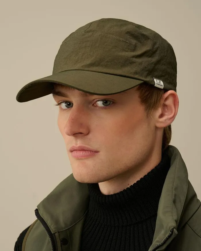 CP Company Hats Plain Paper Touch Cap Ivy Green 8211 Man