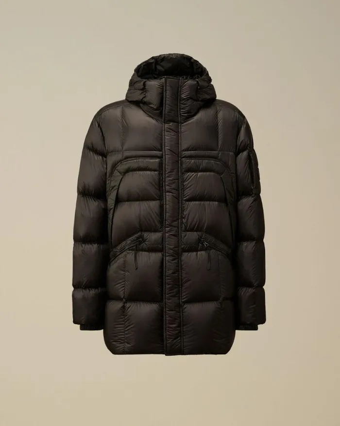 CP Company Jacket and Coats DD Shell Hooded Long Down Jacket Black 8211 Man