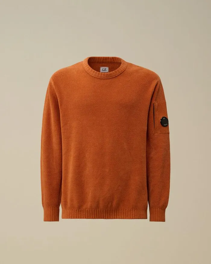 CP Company Jumpers Cotton Chenille Crewneck Knit Bombay Brown 8211 Man