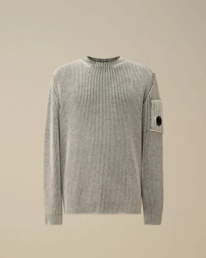 CP Company Jumpers Fleece Knit Crewneck Vanis Knit Black Melange 8211 Man