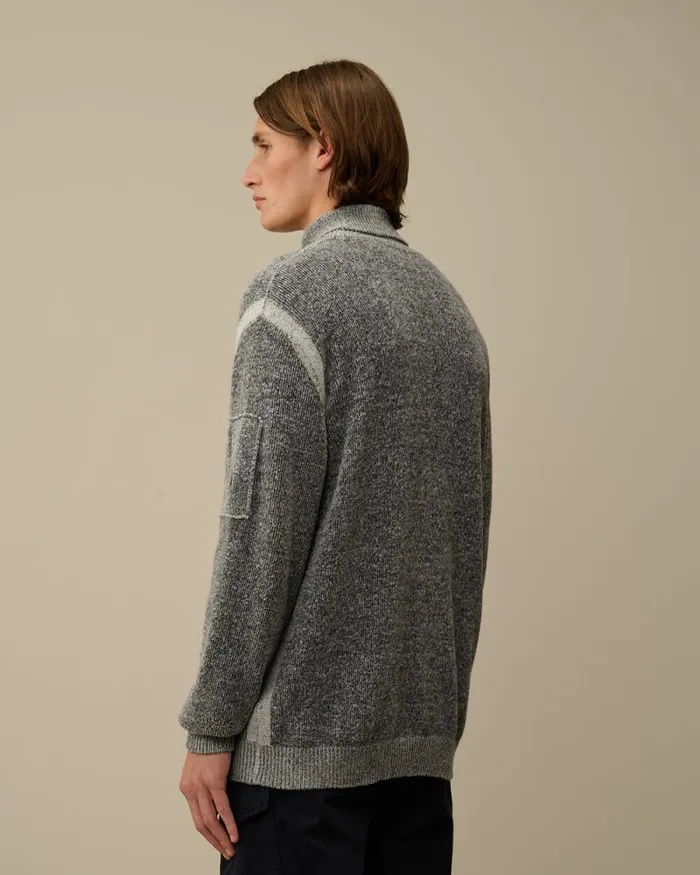CP Company Jumpers Fleece Knit Turtleneck Knit Black Melange 8211 Man