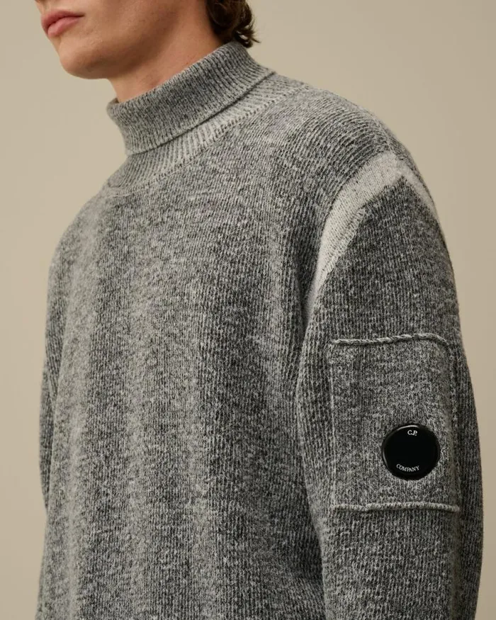 CP Company Jumpers Fleece Knit Turtleneck Knit Black Melange 8211 Man