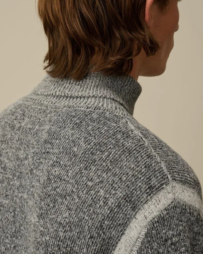 CP Company Jumpers Fleece Knit Turtleneck Knit Black Melange 8211 Man