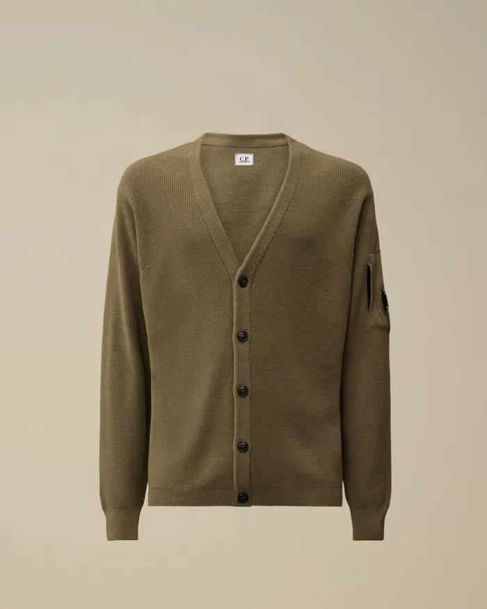 CP Company Jumpers ReWool Buttoned Cardigan Walnut Beige 8211 Man