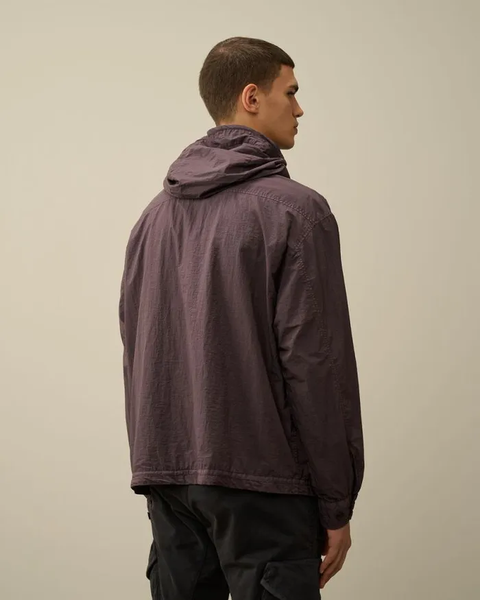 CP Company Overshirt TaylonL Half Zipped Hooded Overshirt Boulevard Violet 8211 Man
