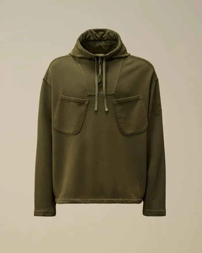 CP Company Sweatshirts Brushed And Emerized Diagonal Fleece Zipped Hooded Sweatshirt Grape Leaf Green 8211 Man CP Company Sweatshirts Brushed And Emerized Diagonal Fleece Zipped Hooded Sweatshirt Grape Leaf Green 8211 Man