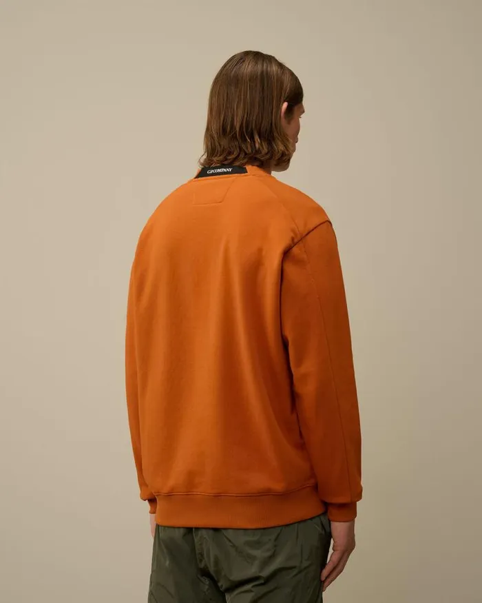CP Company Sweatshirts Diagonal Raised Fleece Crew Neck Lens Sweatshirt Bombay Brown 8211 Man