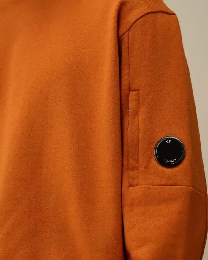 CP Company Sweatshirts Diagonal Raised Fleece Crew Neck Lens Sweatshirt Bombay Brown 8211 Man