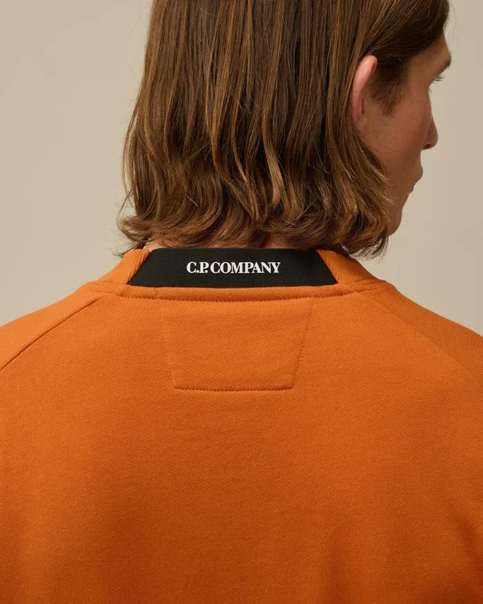 CP Company Sweatshirts Diagonal Raised Fleece Crew Neck Lens Sweatshirt Bombay Brown 8211 Man