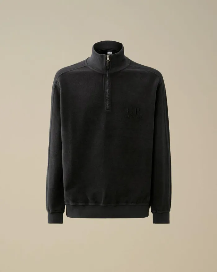 CP Company Sweatshirts Reverse Brushed and Emerized Diagonal Fleece Half Zipped Sweatshirt Black Sand 8211 Man CP Company Sweatshirts Reverse Brushed and Emerized Diagonal Fleece Half Zipped Sweatshirt Black Sand 8211 Man