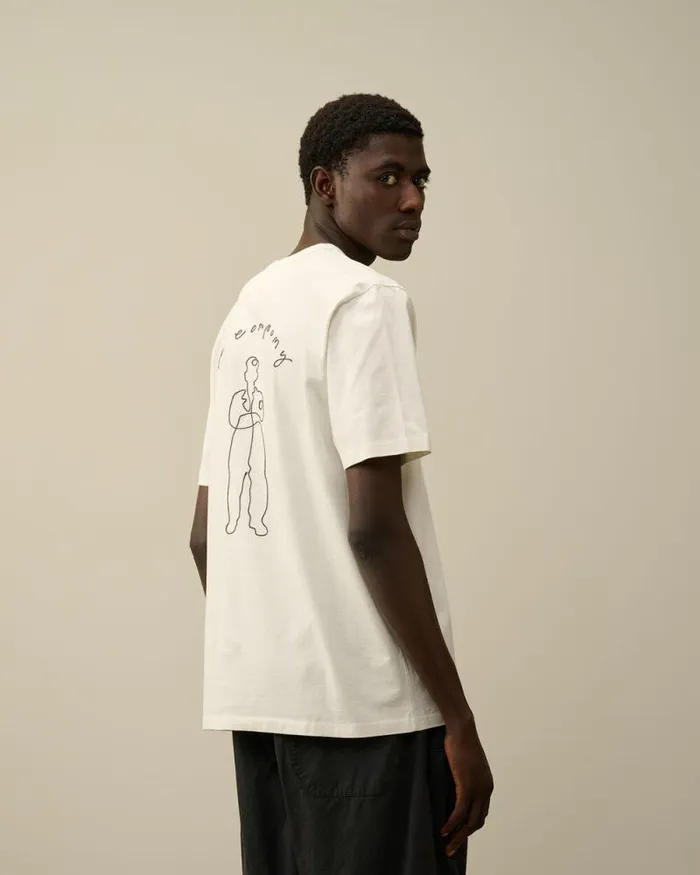 CP Company Tshirts and Polo Mercerized 302 Jersey Twisted Logo Graphic TShirt Gauze White 8211 Man