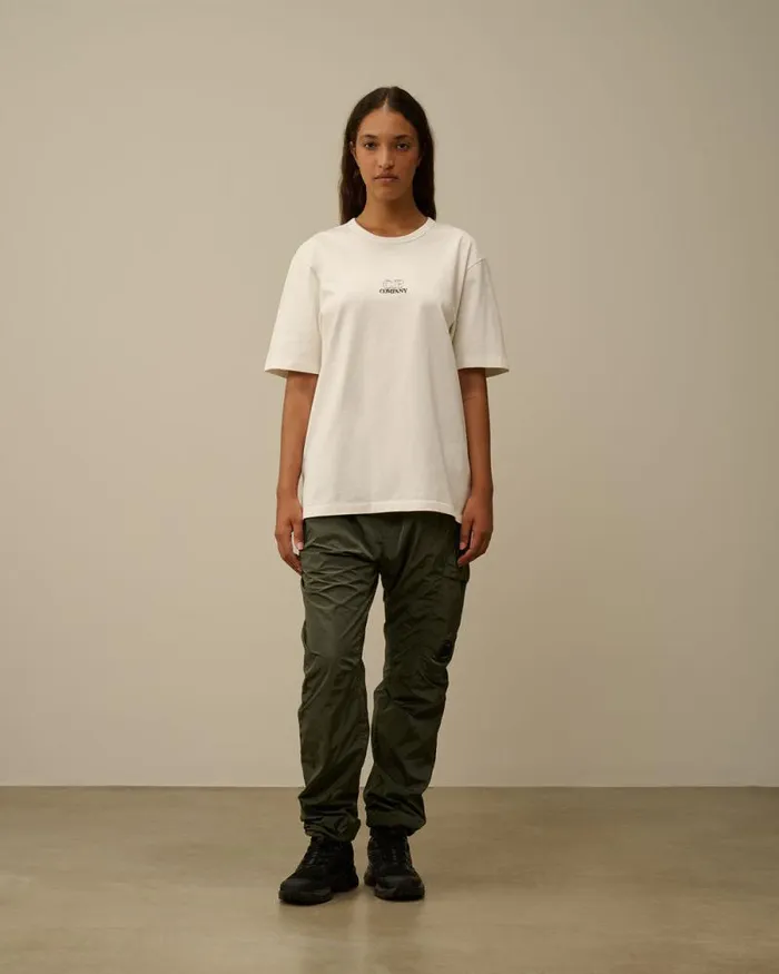 CP Company Tshirts and Polo Mercerized 302 Jersey Twisted Logo Graphic TShirt Gauze White 8211 Man