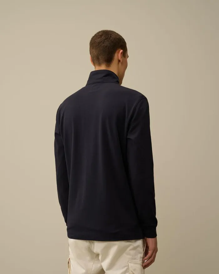 CP Company Tshirts and Polo Stretch Piquet Longsleeve Zipped Polo Total Eclipse Blue 8211 Man