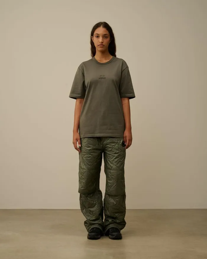 CP Company Tracksuits and Shorts Diagonal Raised Fleece Mixed Quilted Sweatpants Grape Leaf Green 8211 Man