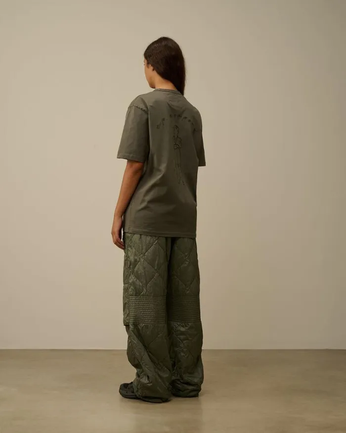 CP Company Tracksuits and Shorts Diagonal Raised Fleece Mixed Quilted Sweatpants Grape Leaf Green 8211 Man