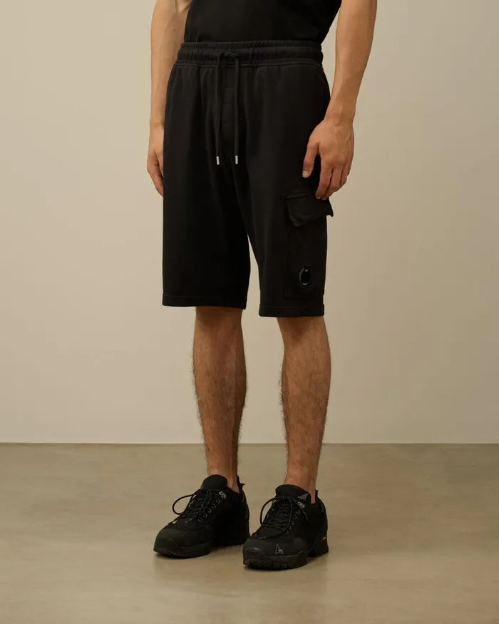 CP Company Tracksuits and Shorts Light Fleece Lens Shorts Black 8211 Man