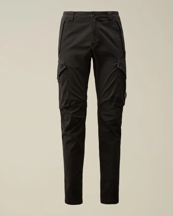 CP Company Trousers Stretch Sateen Ergonomic Lens Cargo Pants Black Sand 8211 Man CP Company Trousers Stretch Sateen Ergonomic Lens Cargo Pants Black Sand 8211 Man