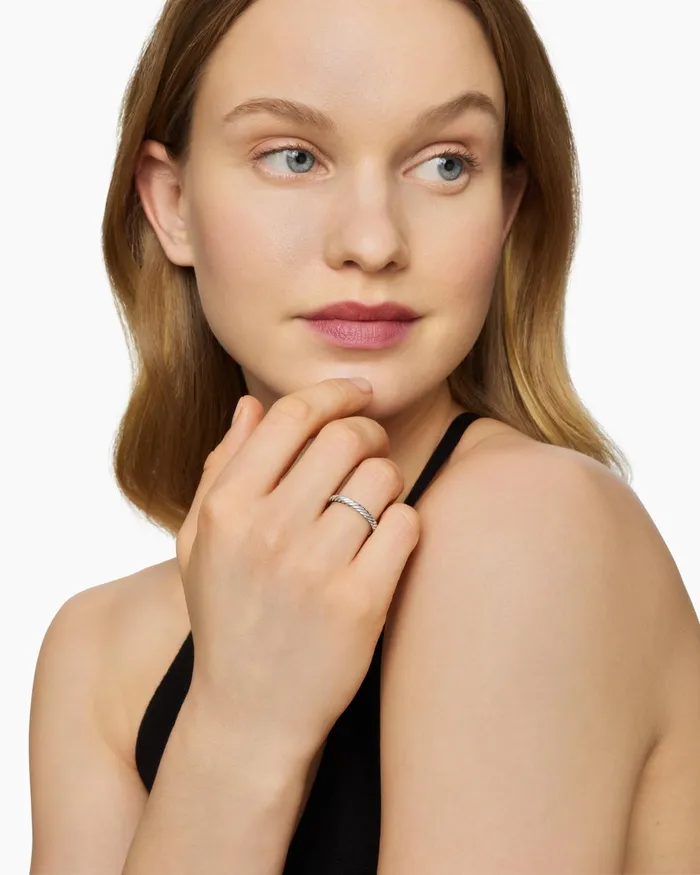 Cable Collectibles Stack Ring In Sterling Silver 3mm Women David Yurman Petite Cable Collectibles Stack Ring In Sterling Silver 3mm Women David Yurman Petite