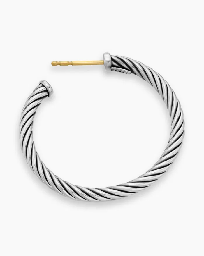 Cable Hoop Earrings In Sterling Silver 1in Women David Yurman Hoop Cable Hoop Earrings In Sterling Silver 1in Women David Yurman Hoop