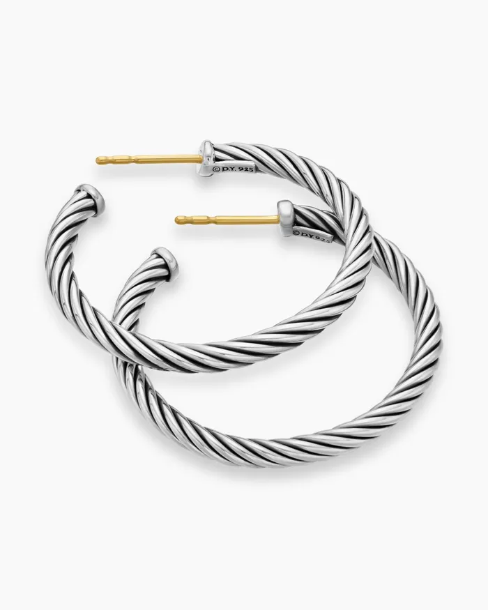 Cable Hoop Earrings In Sterling Silver 1in Women David Yurman Hoop Cable Hoop Earrings In Sterling Silver 1in Women David Yurman Hoop